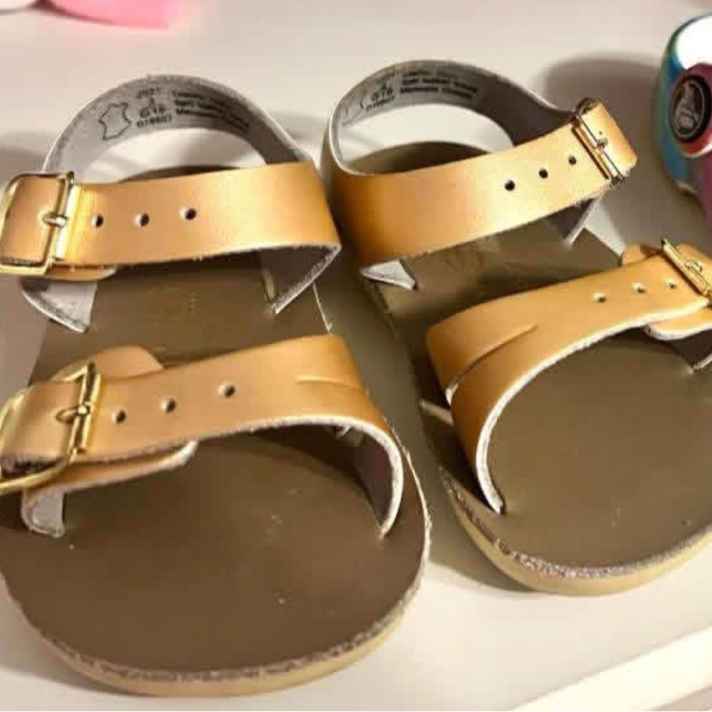 Sun San See Wee Kids Tan Double-Buckle Sandals